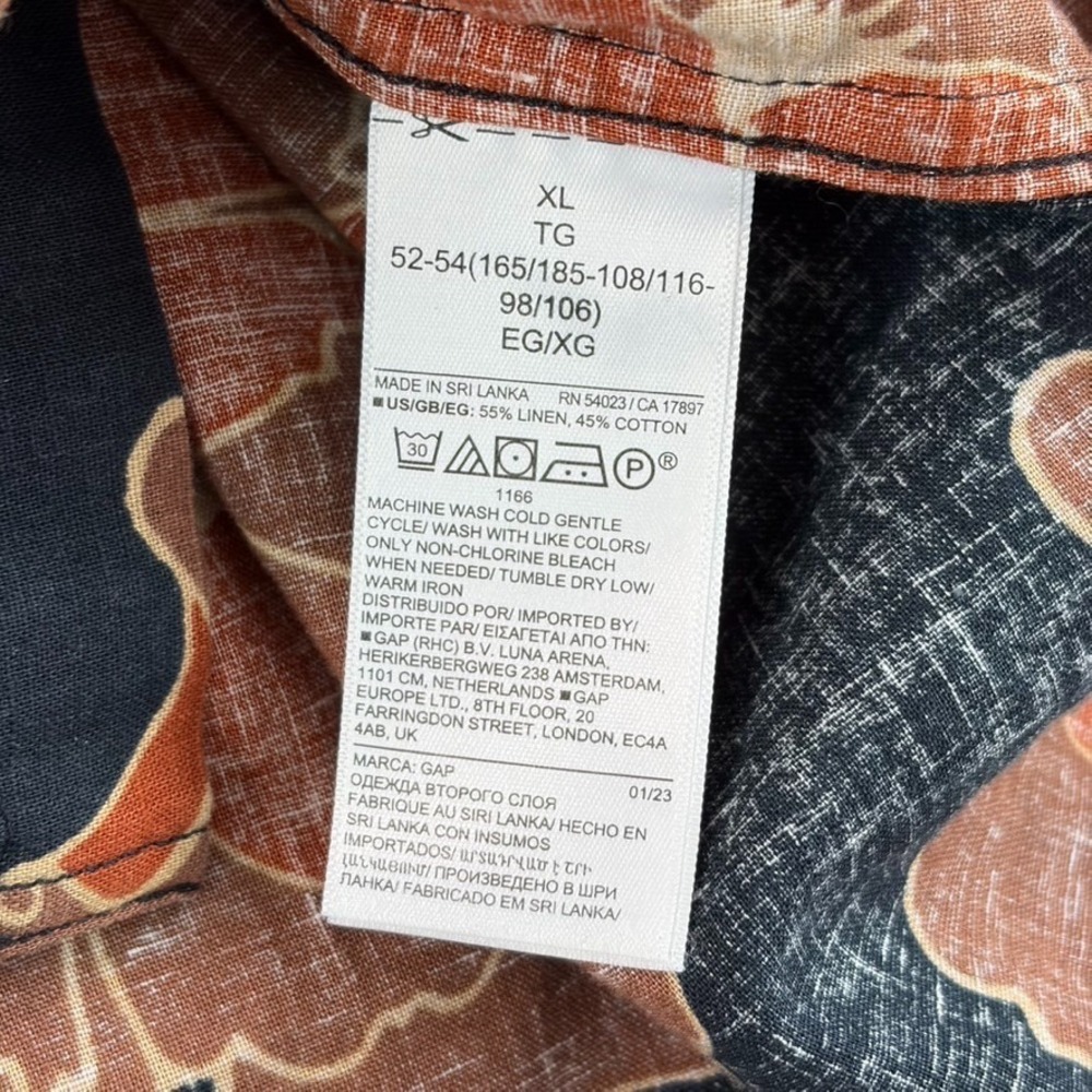 Gap April Bloom Floral Aloha Linen Blend Camp Loop Collar Shirt Men XL NWOT - Picture 6 of 7